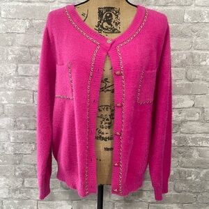 Nanette Lepore Pink Fuzzy Cardigan